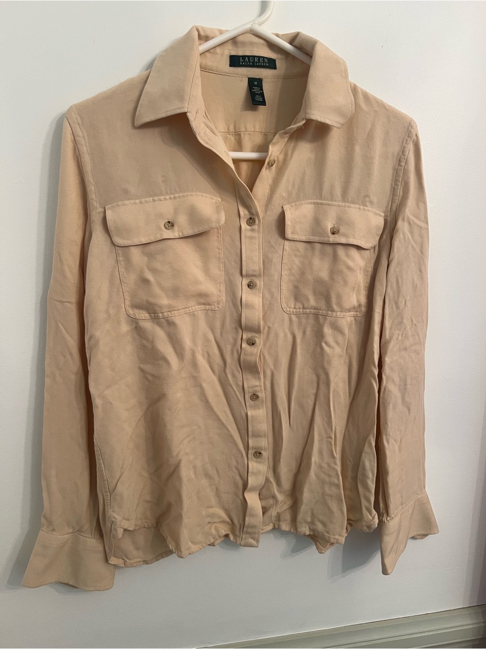Ralph Lauren Beige Button-Front Pocket Shirt